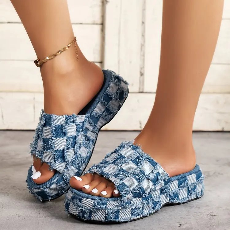 Denim Rome Thick Women Slipper Summer Platform Heels Casual Sport Beach Ladies Slides Fashion Dress Women Sandals Flip Flop