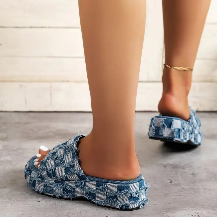 Denim Rome Thick Women Slipper Summer Platform Heels Casual Sport Beach Ladies Slides Fashion Dress Women Sandals Flip Flop