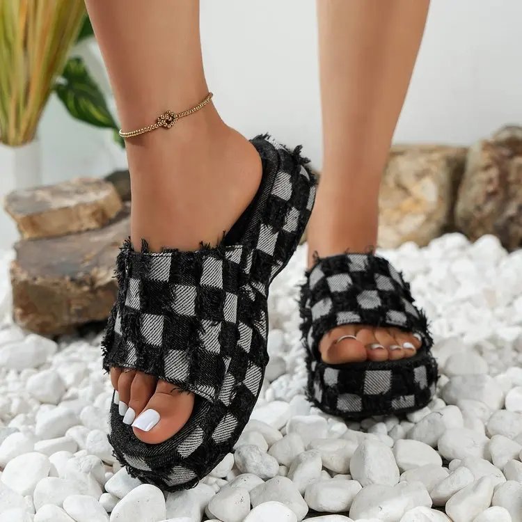 Denim Rome Thick Women Slipper Summer Platform Heels Casual Sport Beach Ladies Slides Fashion Dress Women Sandals Flip Flop