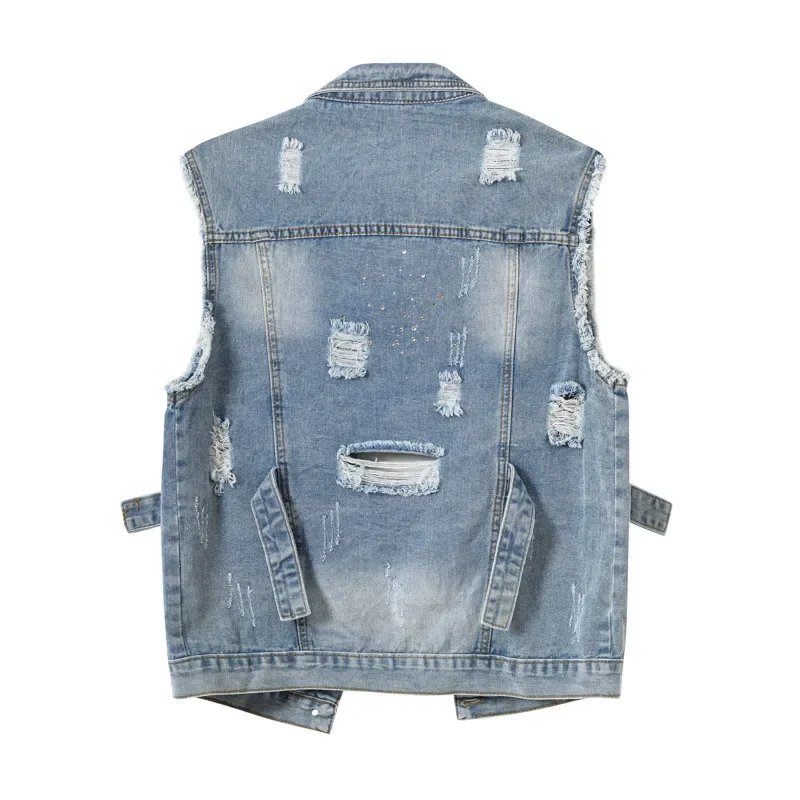 Fashion Vest for Women Denim Coat Casual Ladies Waistcoat Casacos Vestes Cowboy Outerwear Streetwear Jean Jackets Woman Clothes