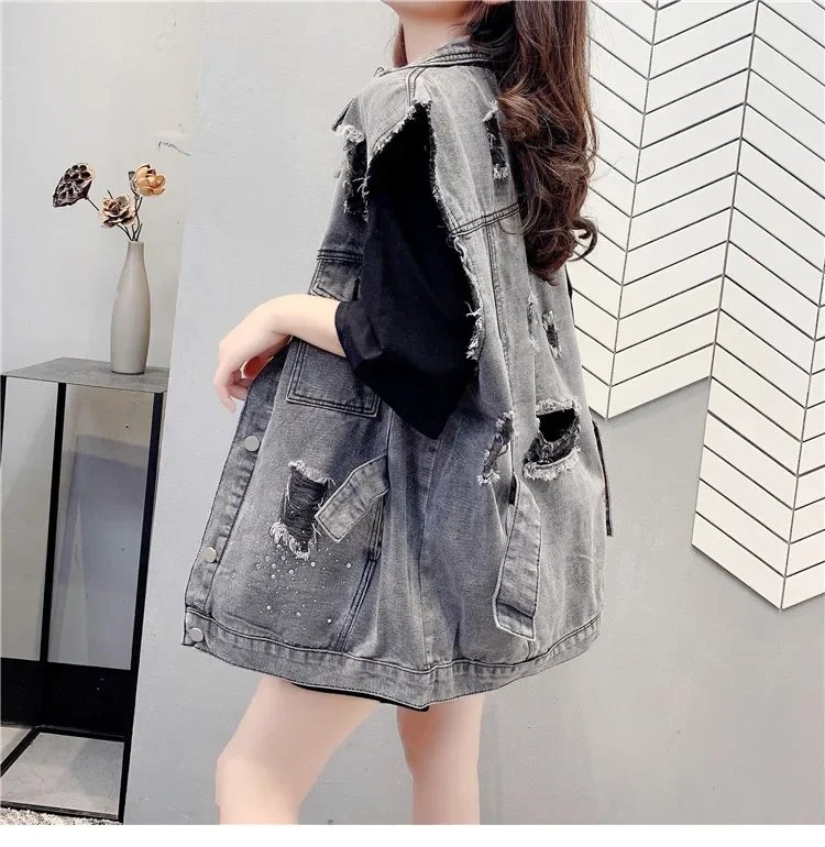 Fashion Vest for Women Denim Coat Casual Ladies Waistcoat Casacos Vestes Cowboy Outerwear Streetwear Jean Jackets Woman Clothes