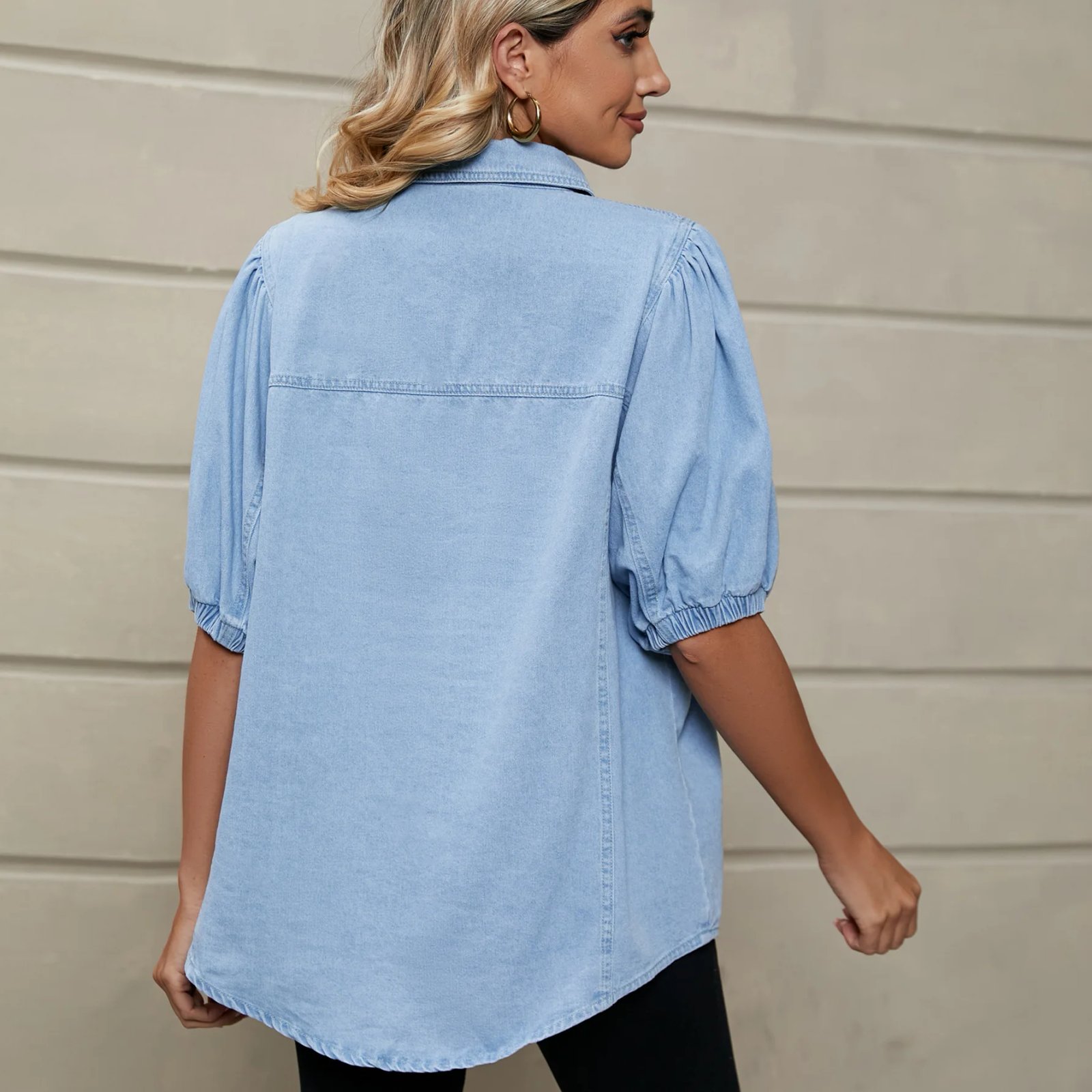 Solid Casual Loose Denim Shirts For Women 2023 Summer Vintage Women's Oversized Shirts And Blouses Fashion Youth Female Tops