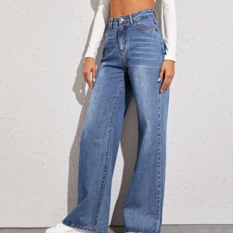 Rimocy Autumn Winter Vintage Denim Pants Women 2024 Fashion Baggy High Waist Jeans Woman Streetwear Wide Leg Straight Trousers