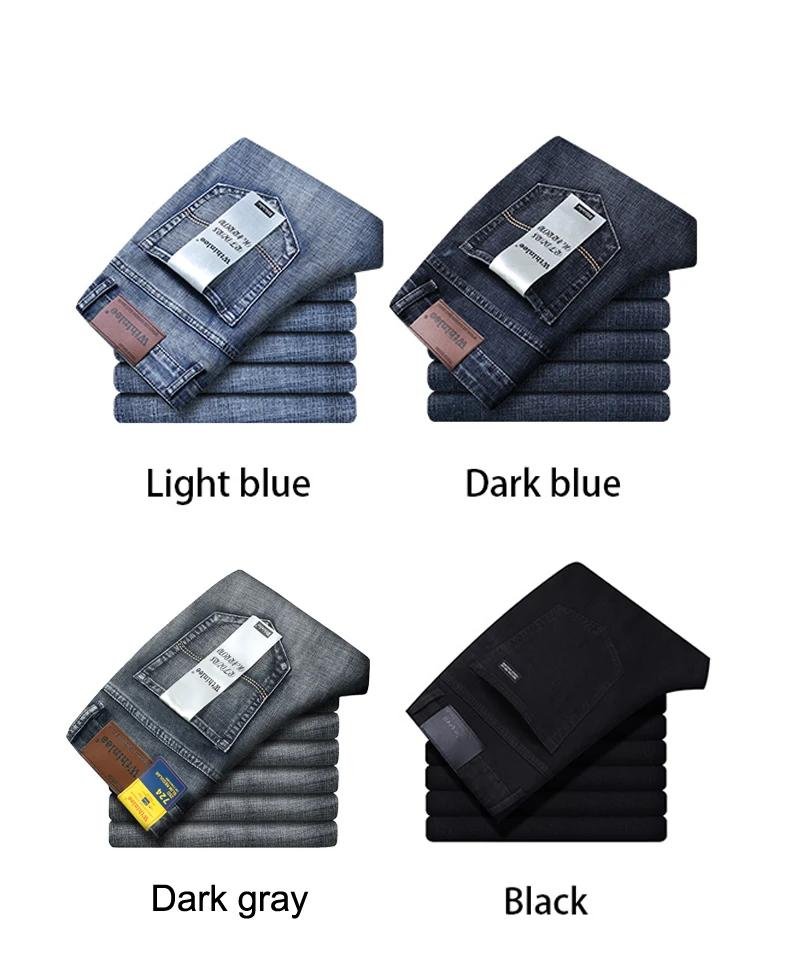 Wthinlee New Business Men's Jeans Casual Straight Stretch Fashion Classic Blue Black Work Denim Trousers Male Brand Clothing