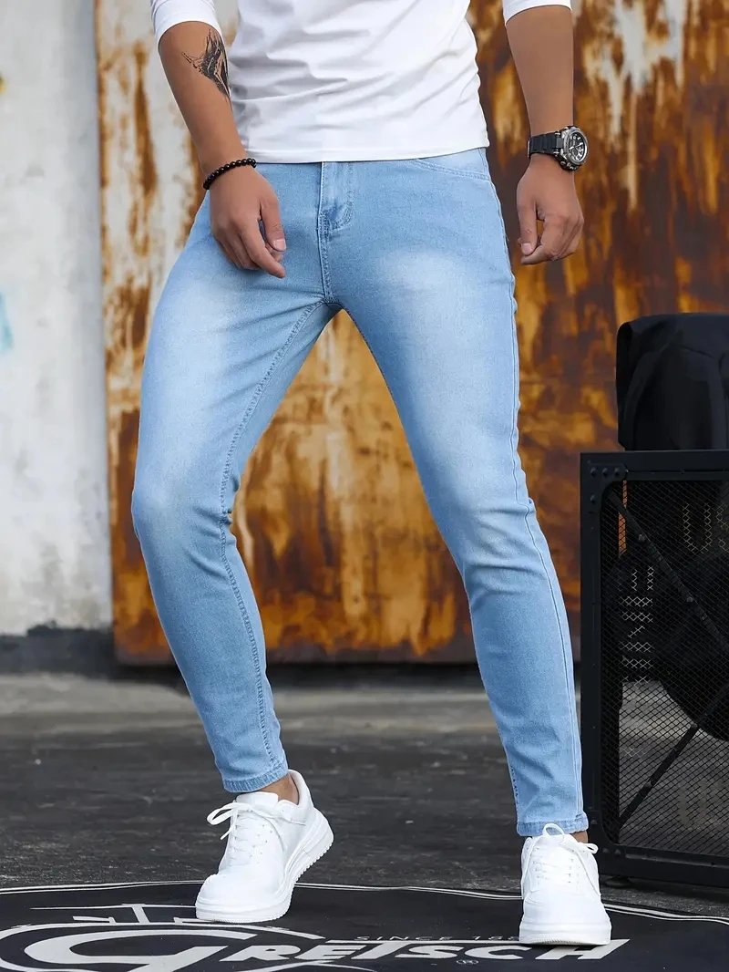 2024 Mens Slim Fit Classic Skinny Jeans Casual Street Style Comfortable Casual Mens Skinny Jeans Male Slim Fit Pencil Denim