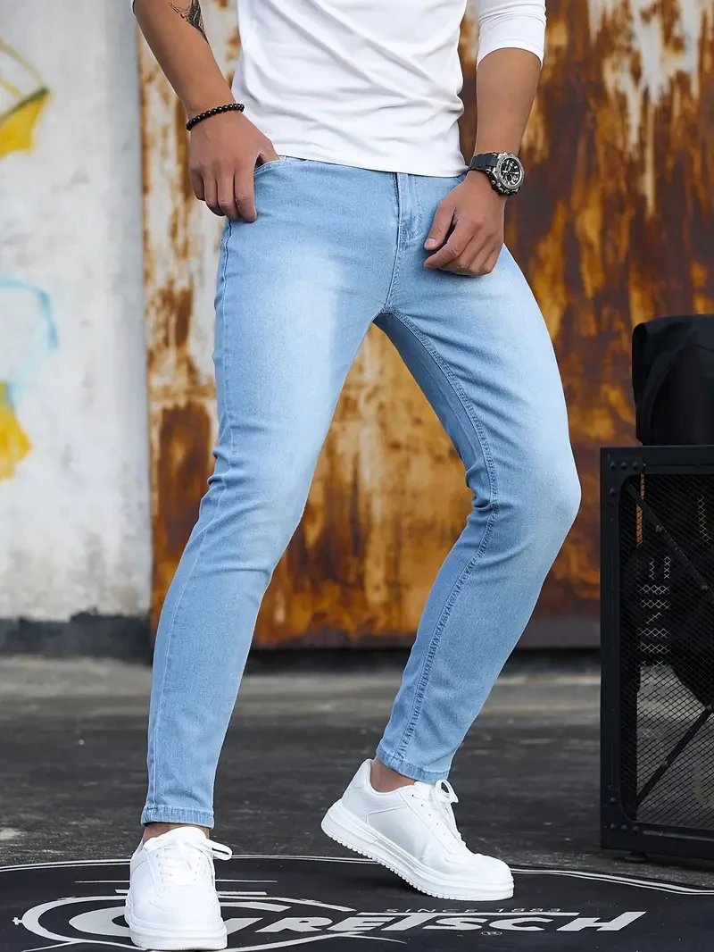 2024 Mens Slim Fit Classic Skinny Jeans Casual Street Style Comfortable Casual Mens Skinny Jeans Male Slim Fit Pencil Denim