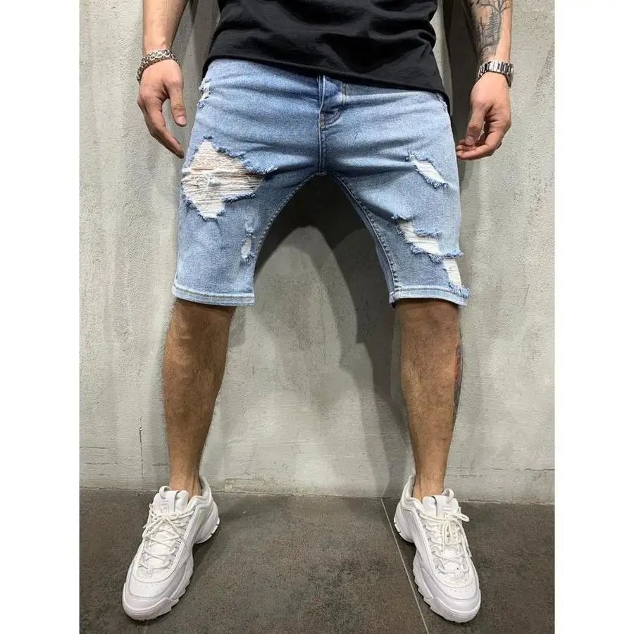 Men's Shorts Summer New Fashion Casual Slim Fit Stretch Shorts High Quality Stretch Denim Shorts Trendy YouthRipped Shorts Jeans
