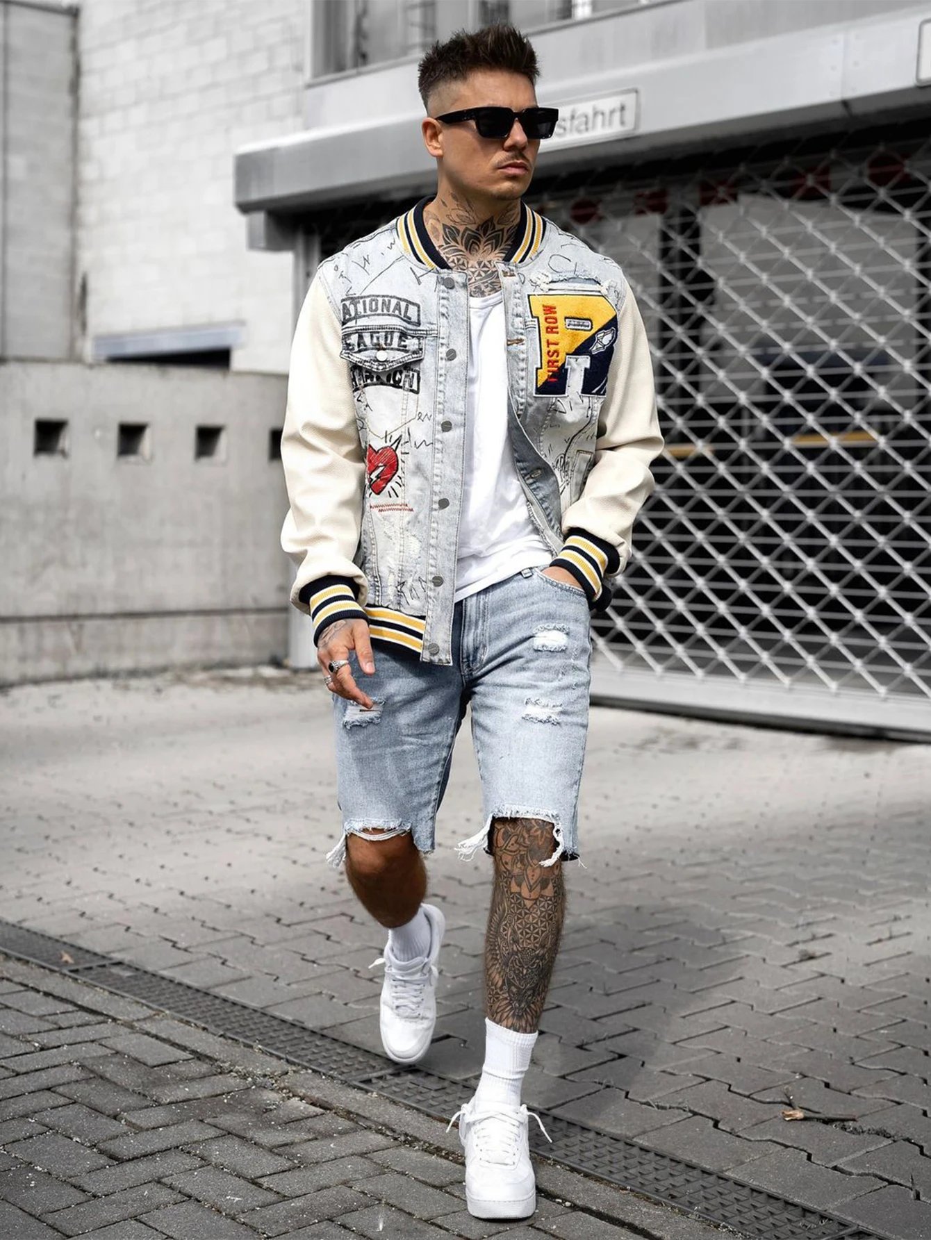 Men's Summer Casual Personality Irregular Foot Denim Shorts Wool Ripped Vintage Street Fifth Jeans