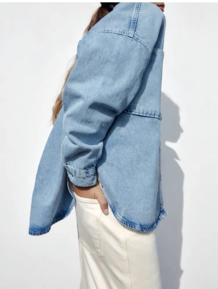 2024 Autumn New Women's Denim Jackets Button Down Oversized Boho Coats Femme Loose Style Denim Coats Hippie Jackets