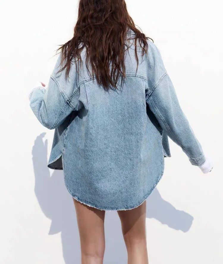 2024 Autumn New Women's Denim Jackets Button Down Oversized Boho Coats Femme Loose Style Denim Coats Hippie Jackets