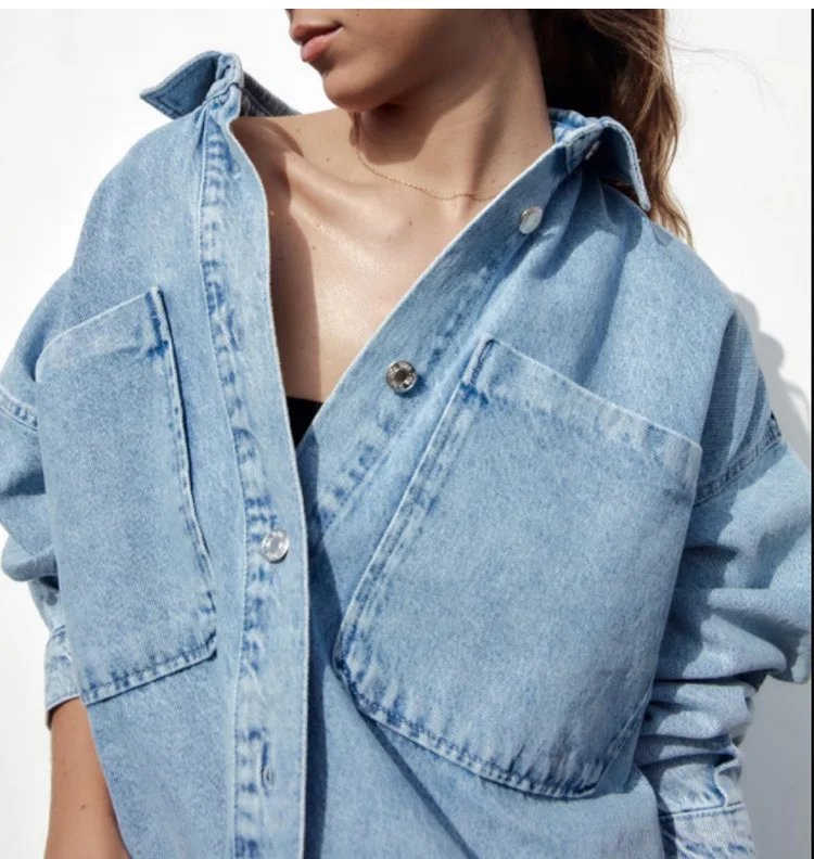 2024 Autumn New Women's Denim Jackets Button Down Oversized Boho Coats Femme Loose Style Denim Coats Hippie Jackets