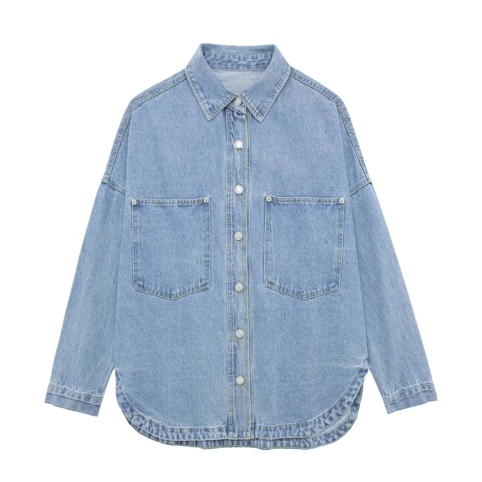 2024 Autumn New Women's Denim Jackets Button Down Oversized Boho Coats Femme Loose Style Denim Coats Hippie Jackets