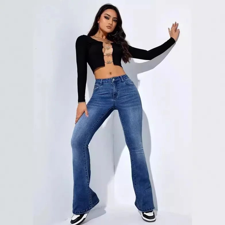 Europe and The United States Hot-selling Elastic Micro-pull Trousers Jeans Women's High Waist Slim Fit Pants