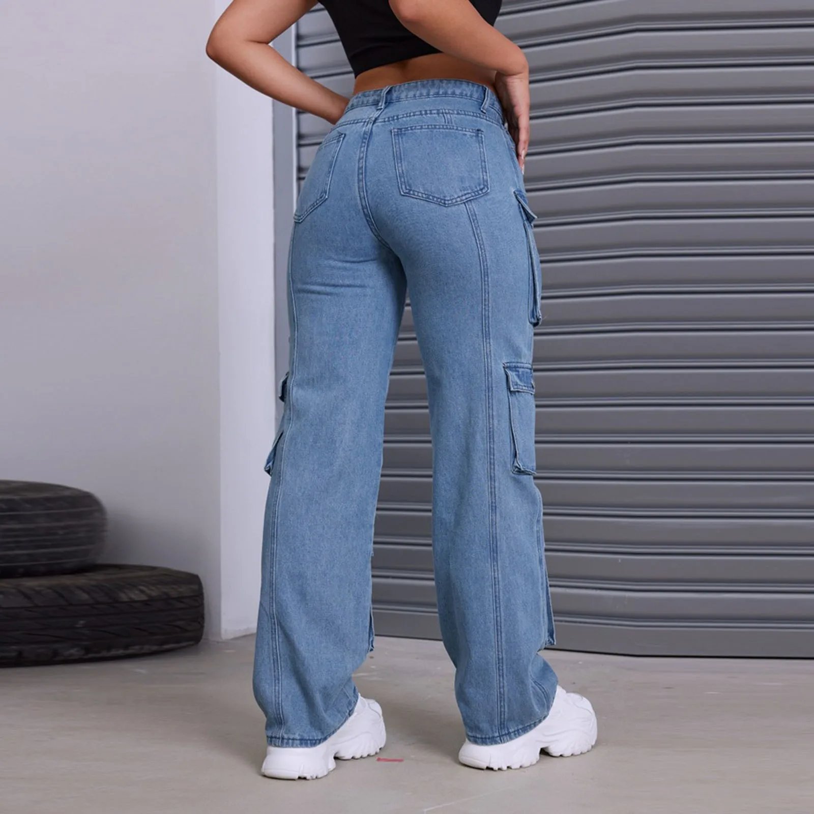 Straight Jean Women Length Large Size Wide Jeans Pants Waisted Women Calf Hole Stretch Jeans Womens plus Size Jean Skirt
