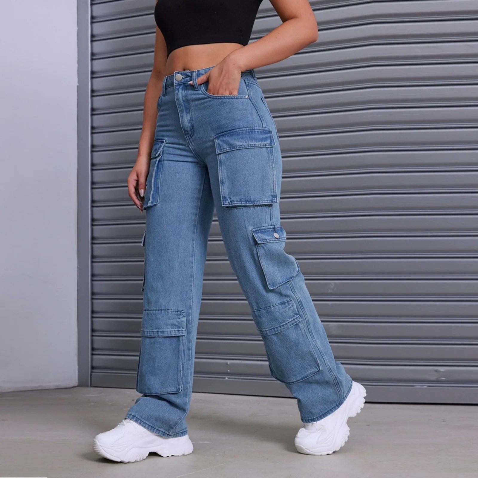 Straight Jean Women Length Large Size Wide Jeans Pants Waisted Women Calf Hole Stretch Jeans Womens plus Size Jean Skirt