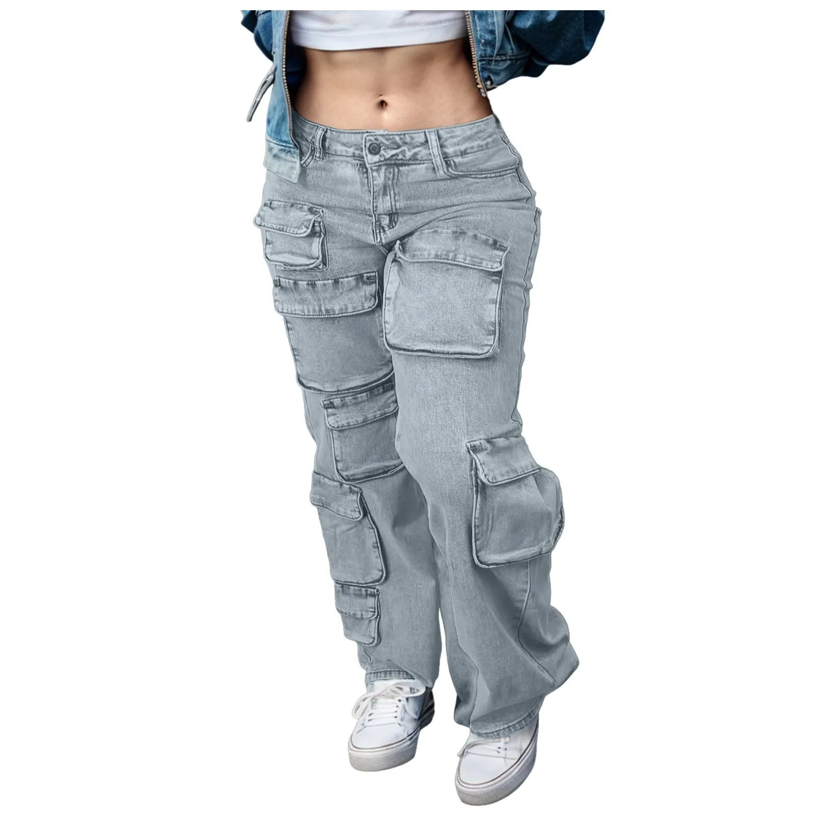 Baggy Jeans Women High Waist Straight Leg Wide Leg Washed Denim Trousers Casual Cargo Jeans Bootcut Jean Pants for Women Sexy