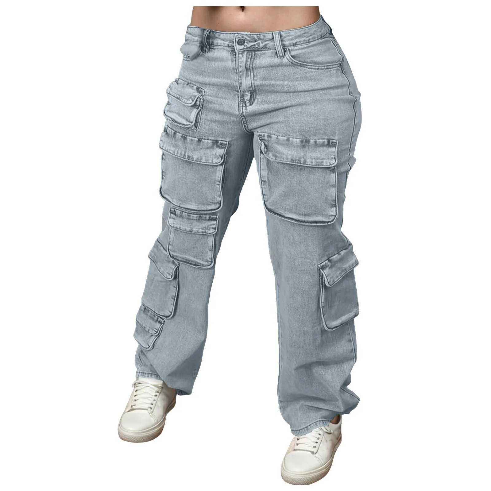 Baggy Jeans Women High Waist Straight Leg Wide Leg Washed Denim Trousers Casual Cargo Jeans Bootcut Jean Pants for Women Sexy