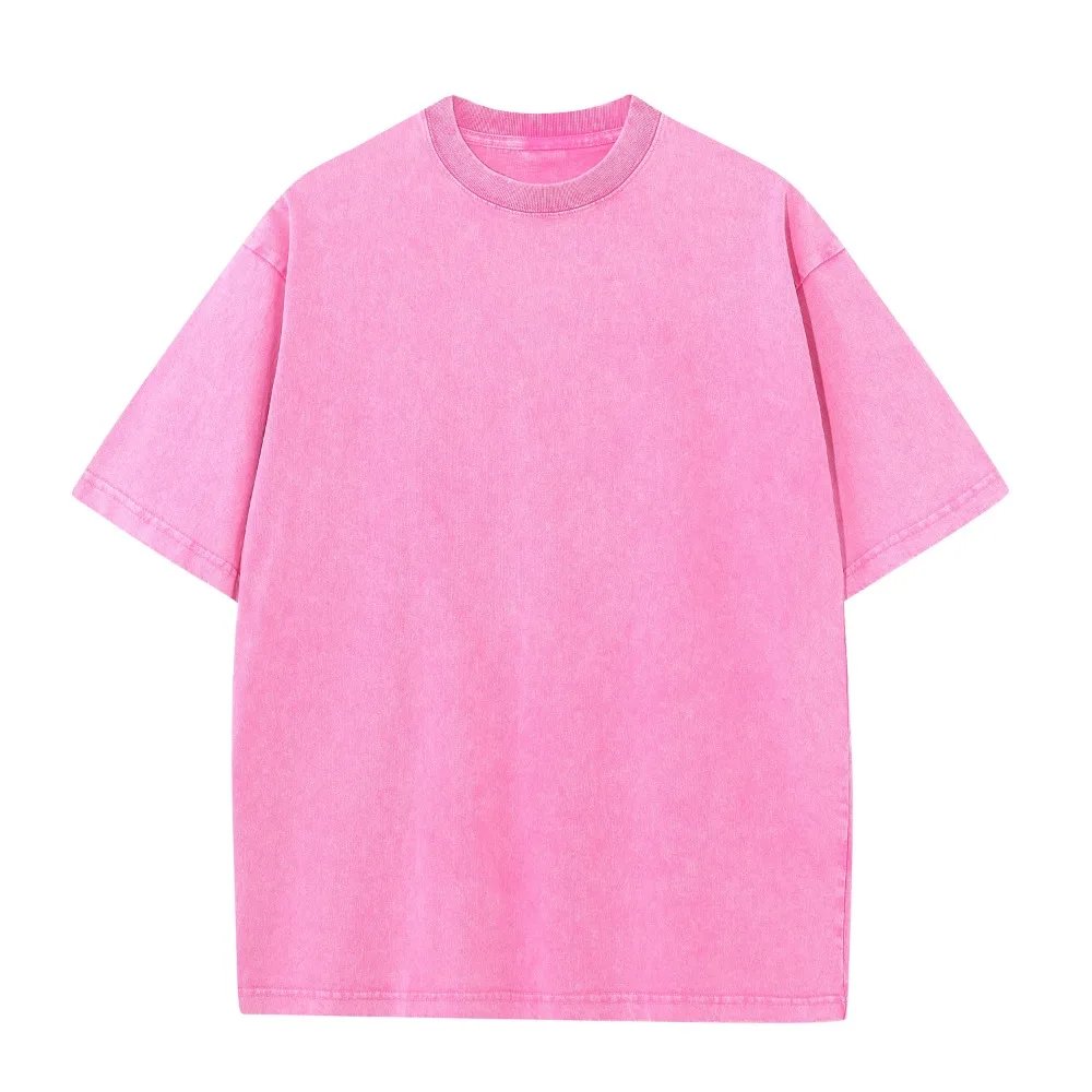230G Cotton American Large Size T Shirts Men Summer Vintage Clothes Washed Tees Casual Short Sleeve Basic Male Tops