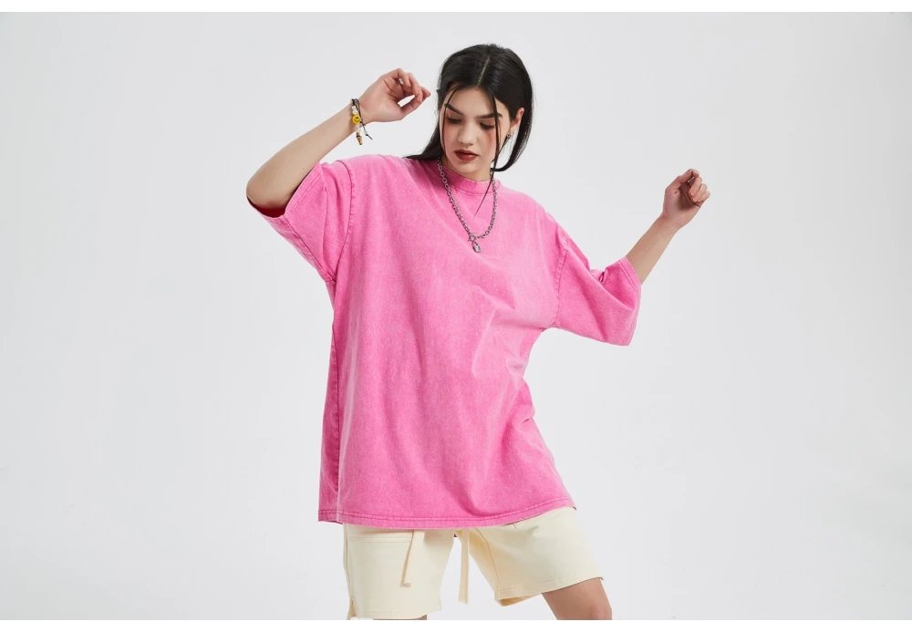 Plus Size Thick Heavy Womens Washed Vintage T-Shirt Summer Casual T Shirts Short Sleeve Loose Crewneck Cotton Tops for Women Men
