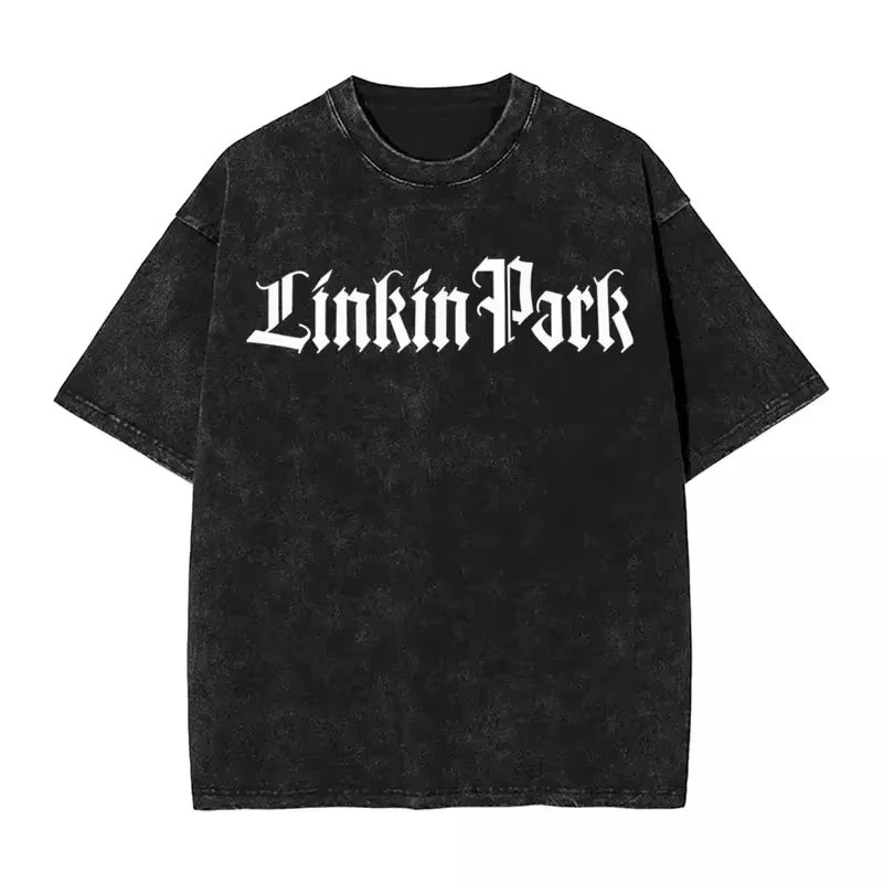 Washed Vintage T Shirt Linkinparks Music Hip Hop Casual T-shirts Oversize Rock Streetwear Cotton Summer Loose Top Tees Men Women