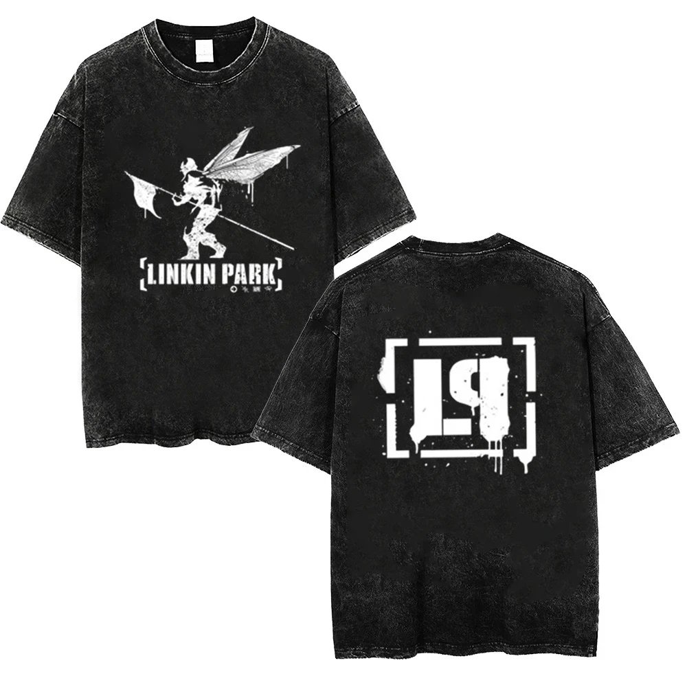 Men Washed T Shirt Casual Linkin Meteora 20th Anniversary Park Vintage tees Oversized Comfortable Streetwear S-4XL tops unisex