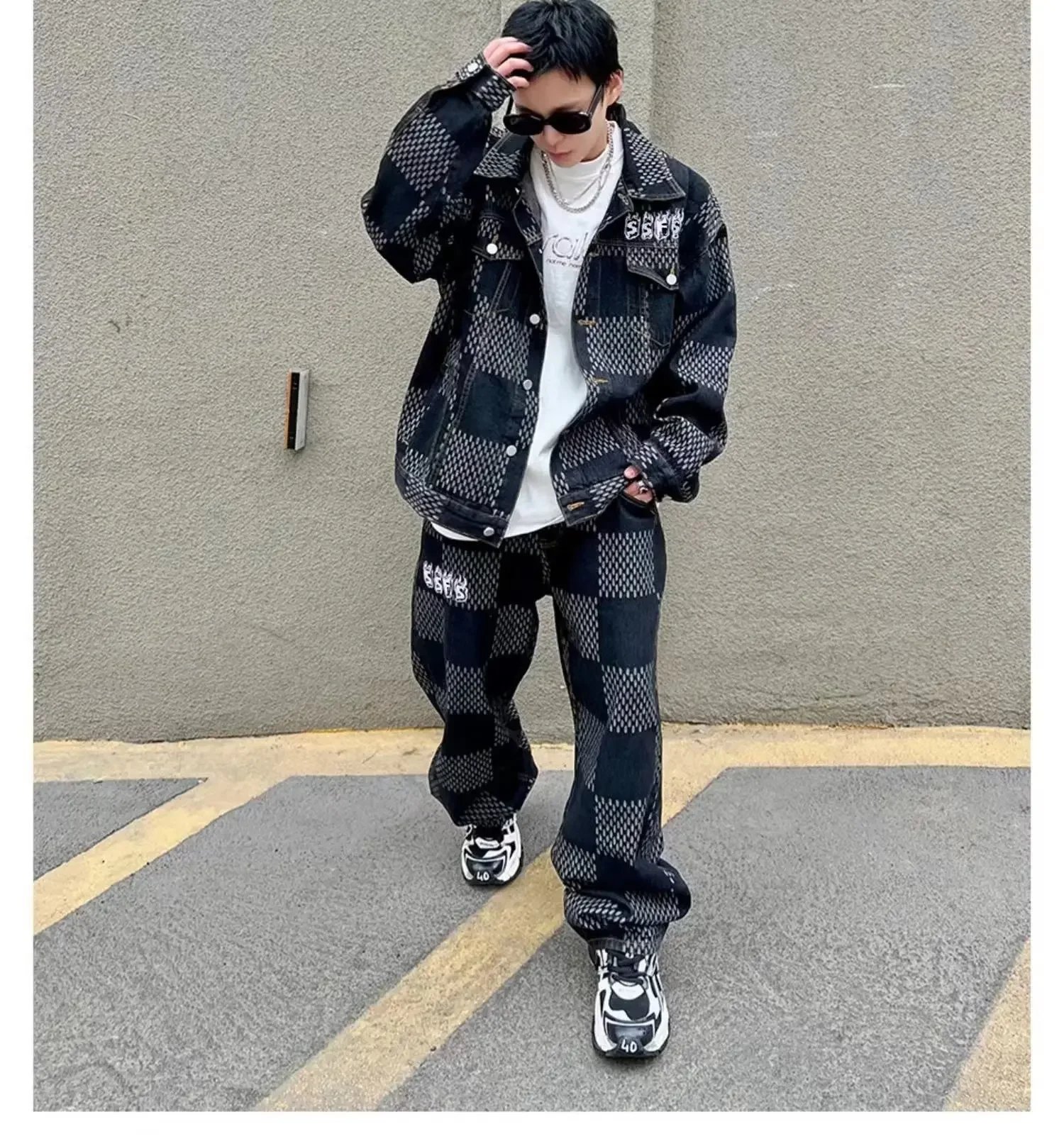 Trendy Loose-fit Casual Sports Suit For Men Sensibility Cardigan Jacket Bell Bottoms 2-piece Set Fashionable Sportswear